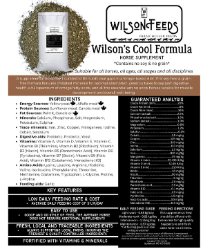 Wilsons Cool Formula feed label