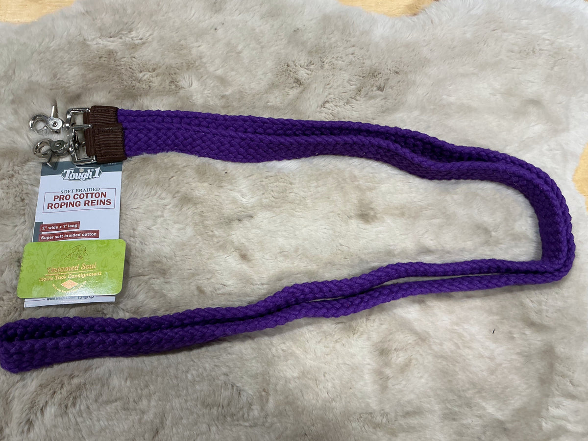 Western Reins FLAT ROPING COTTON *NEW* Purple