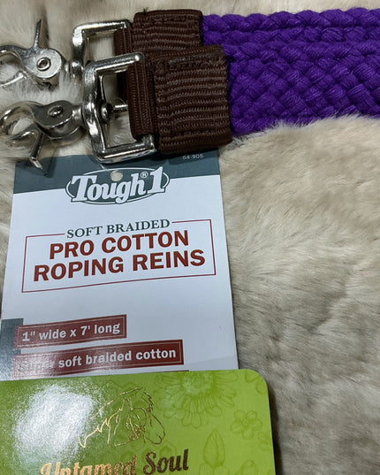 Western Reins FLAT ROPING COTTON *NEW* Purple