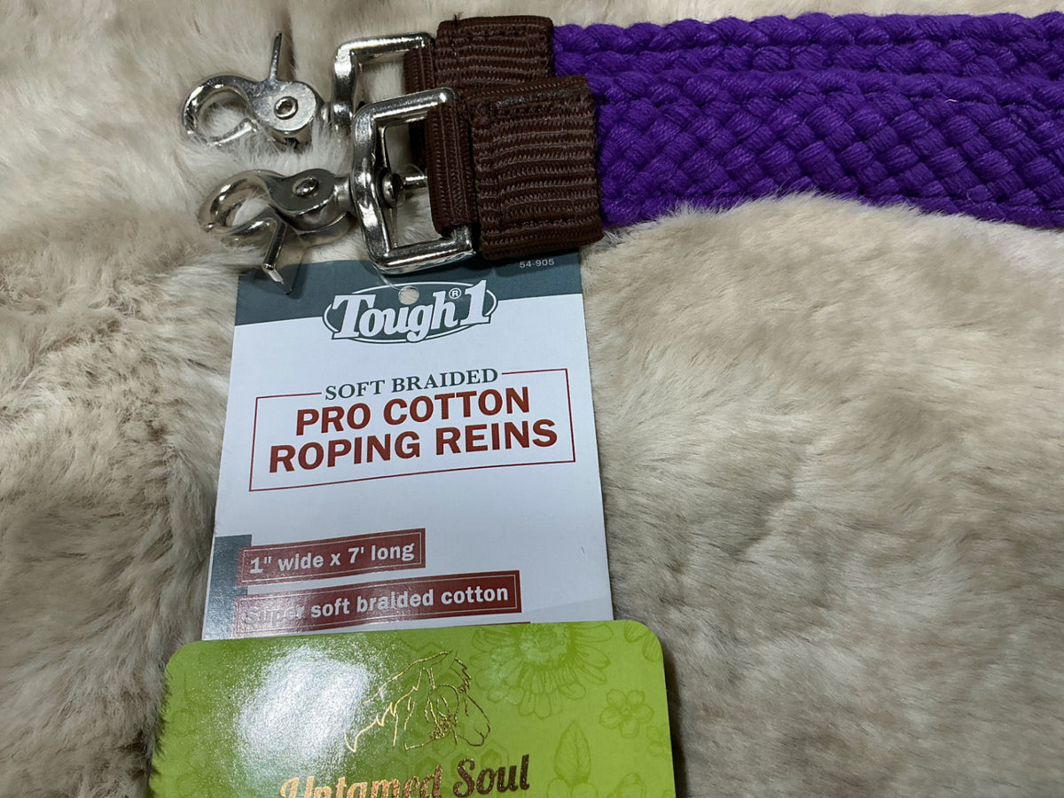 Western Reins FLAT ROPING COTTON *NEW* Purple