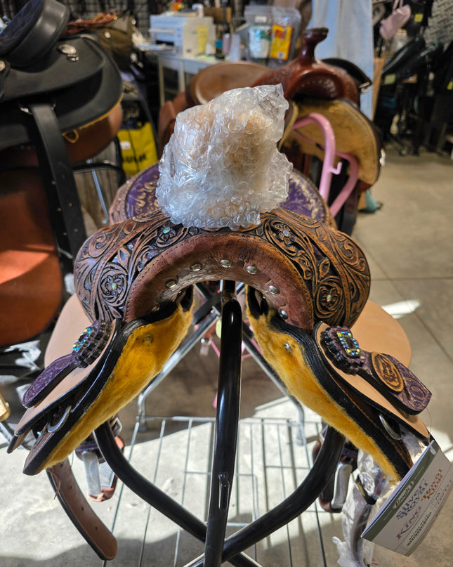 Western Barrel Saddle 10" Purple Seat *NEW*