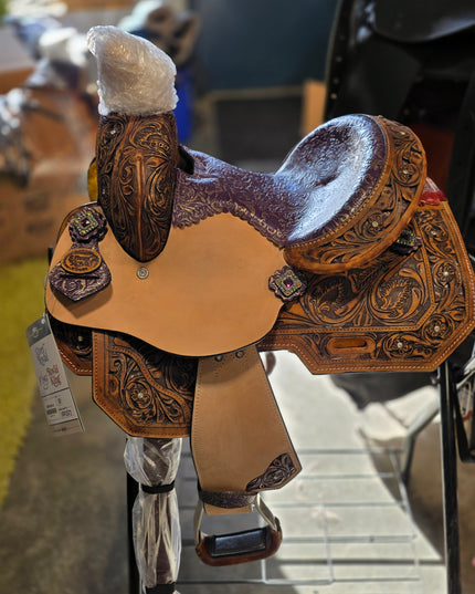 Western Barrel Saddle 10" Purple Seat *NEW*