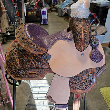 Western Barrel Saddle 10" Purple Seat *NEW*