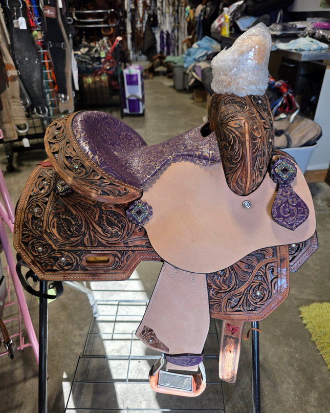 Western Barrel Saddle 10" Purple Seat *NEW*