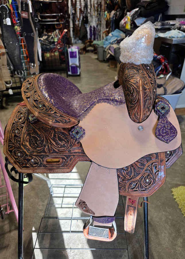 Western Barrel Saddle 10" Purple Seat *NEW*