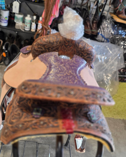 Western Barrel Saddle 10" Purple Seat *NEW*