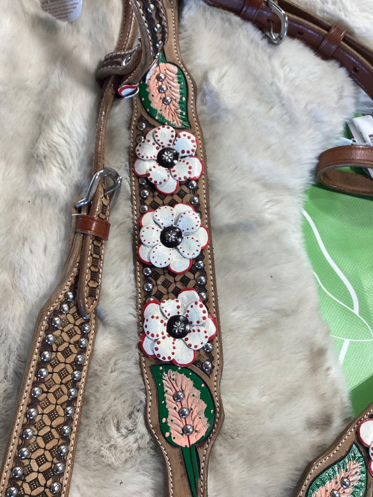 Western one Ear Headstall & Breast Collar Poppy