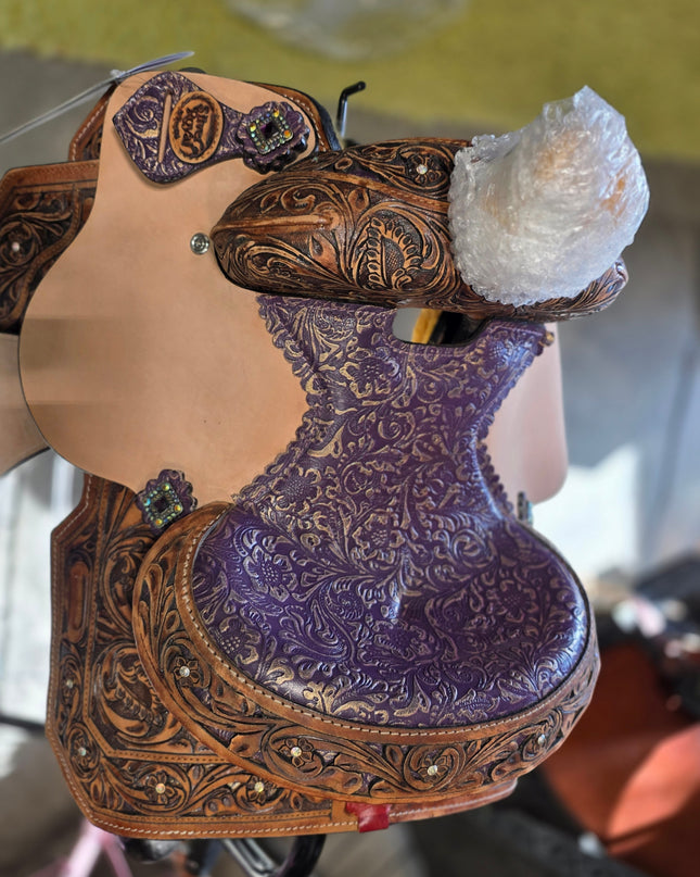 Western Barrel Saddle 10" Purple Seat *NEW*