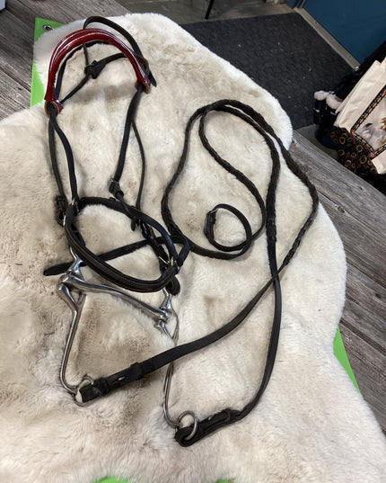 English Bridles Reins & Bit Red Brow Band
