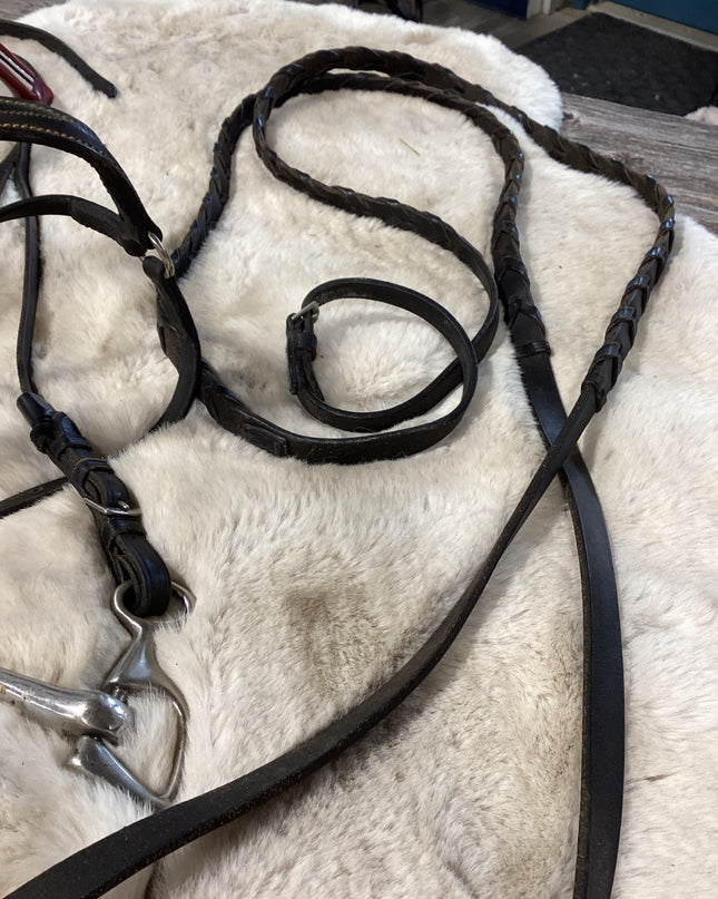 English Bridles Reins & Bit Red Brow Band