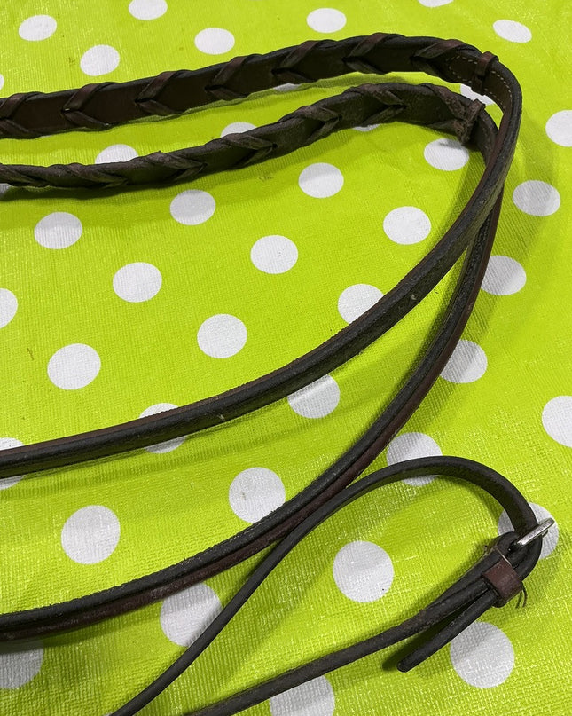 English Reins  Brown Leather Braided