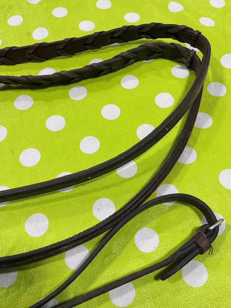 English Reins  Brown Leather Braided