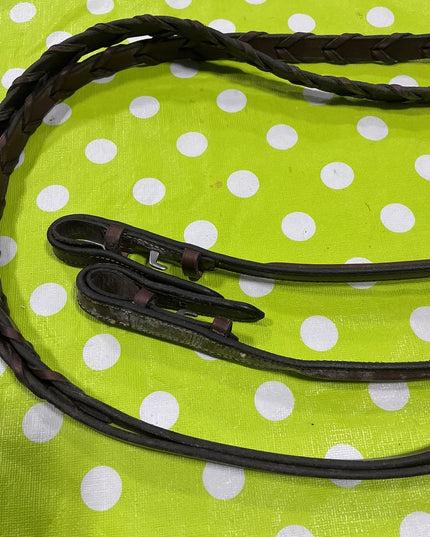 English Reins  Brown Leather Braided
