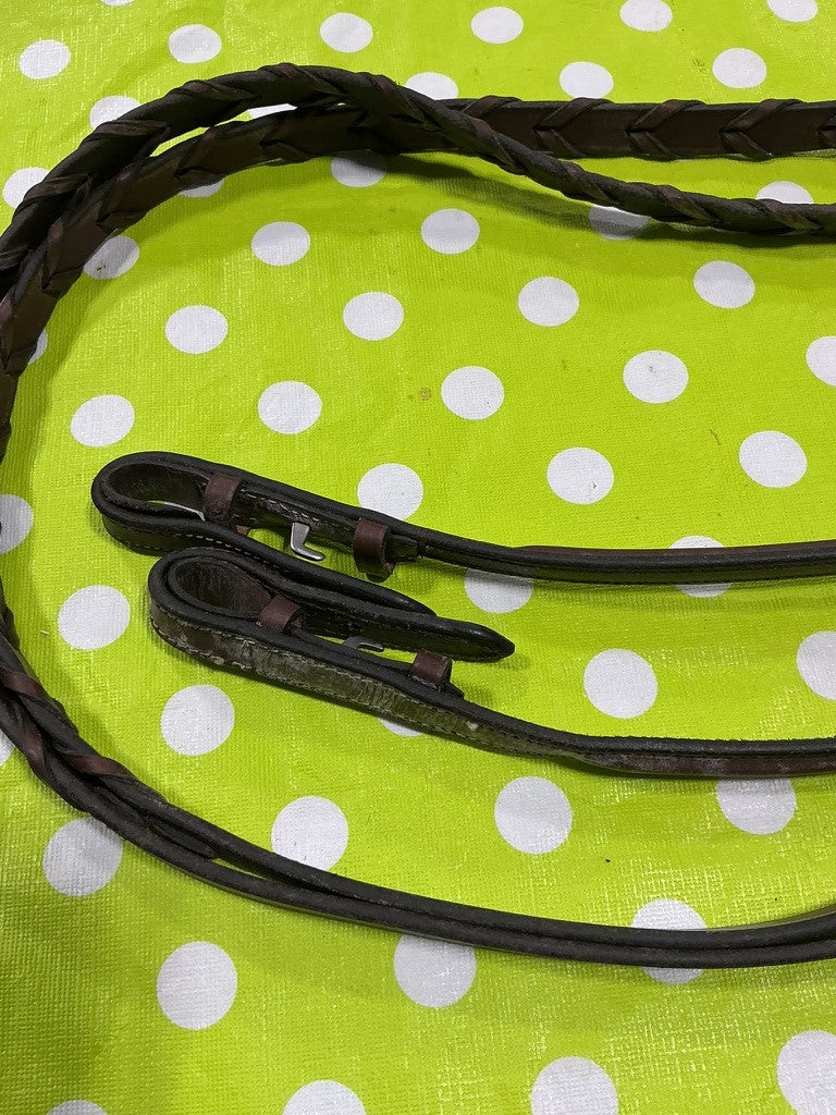 English Reins  Brown Leather Braided