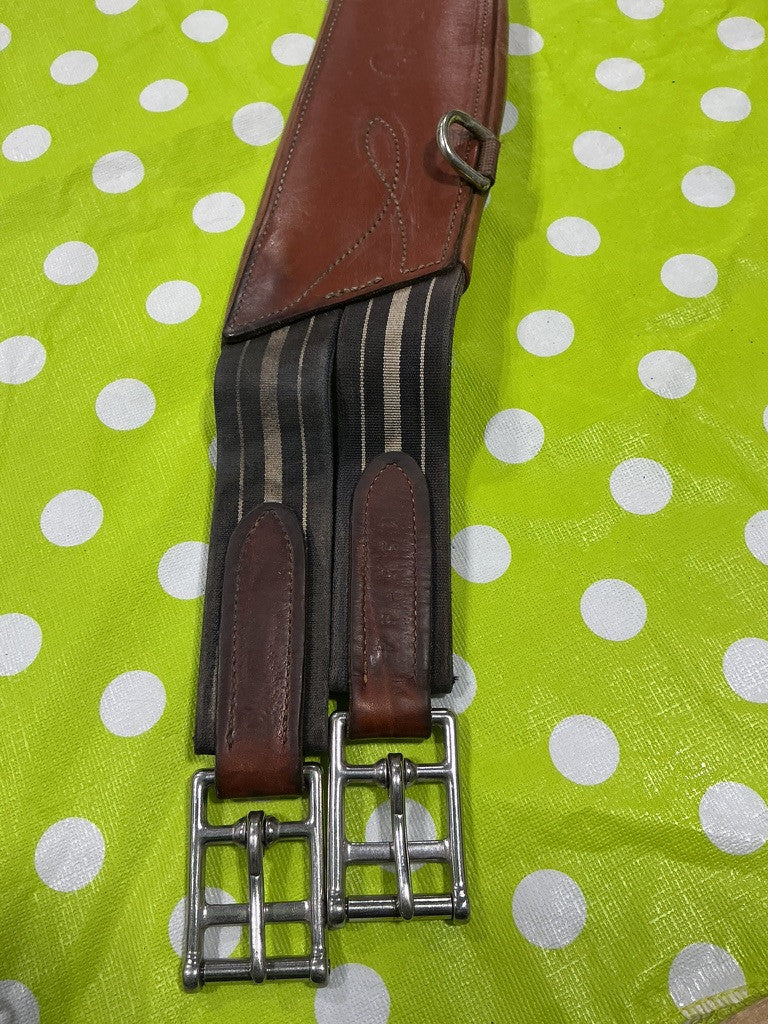 English Girth  54" Elastic Ends Leather Brown