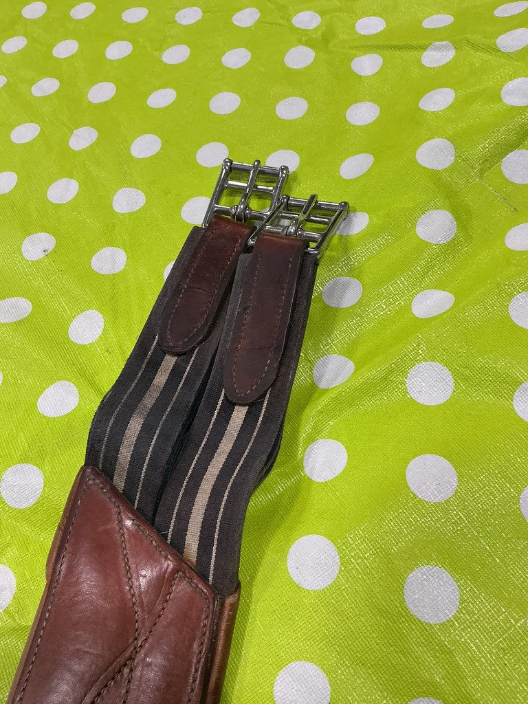 English Girth  54" Elastic Ends Leather Brown