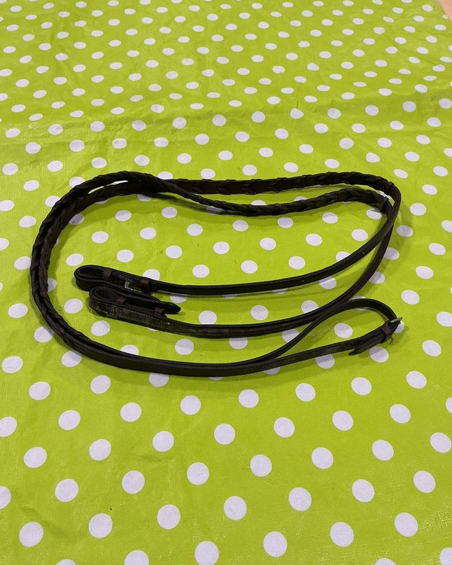 English Reins  Brown Leather Braided