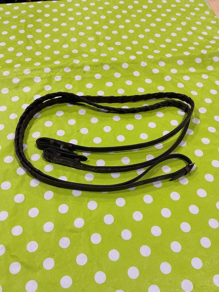 English Reins  Brown Leather Braided