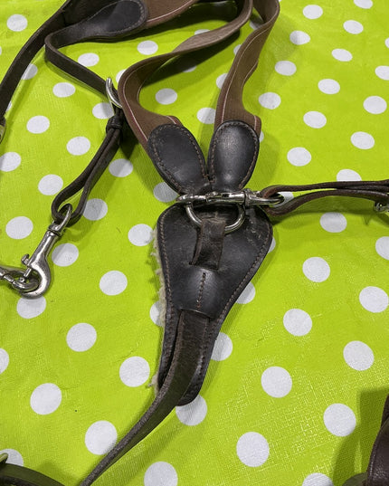 English Breast Collar Leather Brown elastic