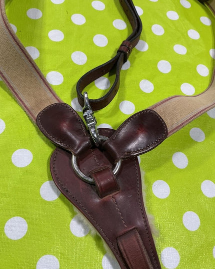 English Breast Collar Brown Leather/Elastic