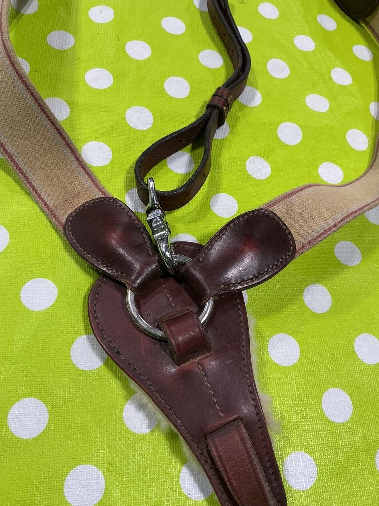 English Breast Collar Brown Leather/Elastic