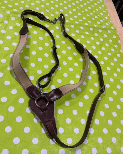 English Breast Collar Brown Leather/Elastic