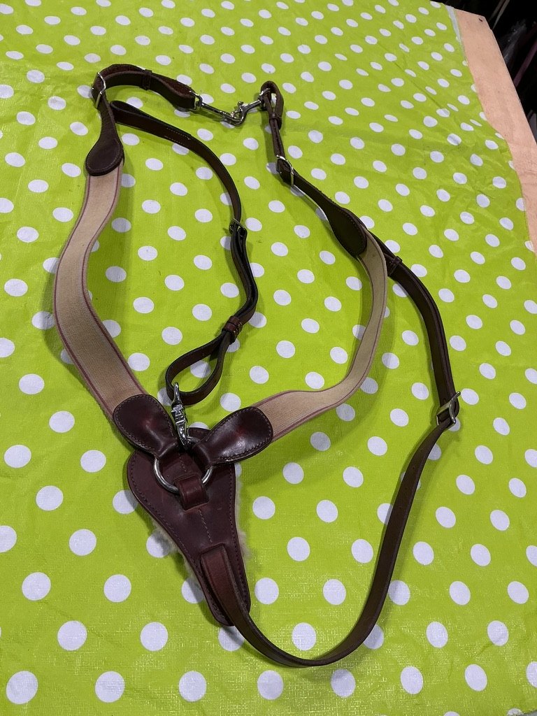English Breast Collar Brown Leather/Elastic