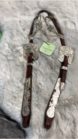 Western Headstall 2 ear  Silver Plated