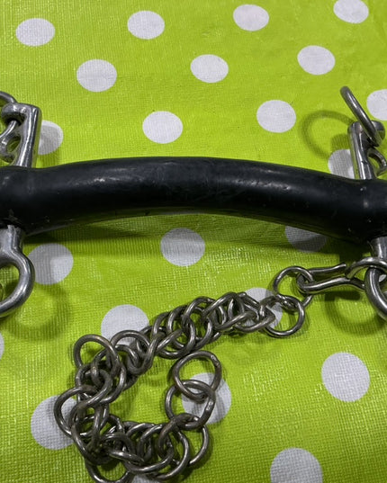 Bit Tom Thumb Mullen Mouth Rubber Pelham Bit with Curb Chain