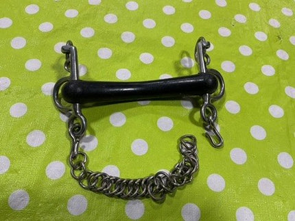 Bit Tom Thumb Mullen Mouth Rubber Pelham Bit with Curb Chain