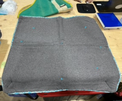 Western Saddle Blanket Grey Blue trim