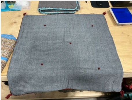 Western Saddle Blanket Grey Red Trim