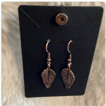 Earrings Antique Copper Leaf