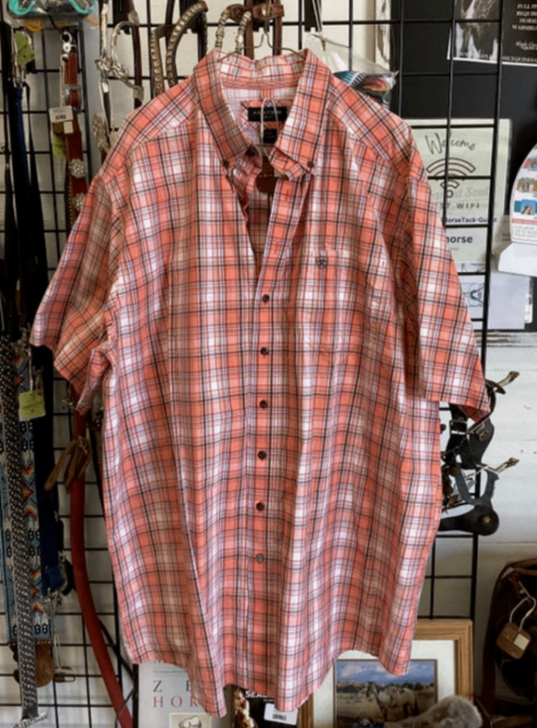 Western Shirt – Ariat Pro Series, Orange/White, Short Sleeve, XXLT | Used, Very Good