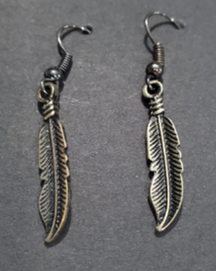 Earrings Antique Gold Feather