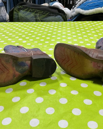Cowboy Boots Size 3 Tin Haul Brown Leather