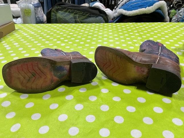 Cowboy Boots Size 3 Tin Haul Brown Leather