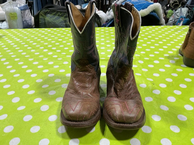 Cowboy Boots Size 3 Tin Haul Brown Leather