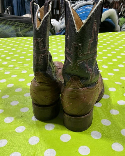 Cowboy Boots Size 3 Tin Haul Brown Leather