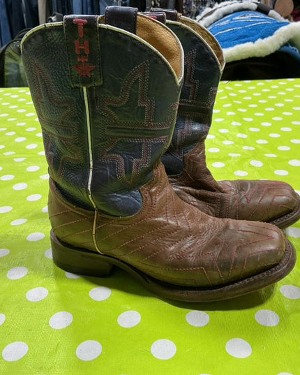 Cowboy Boots Size 3 Tin Haul Brown Leather