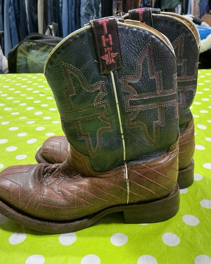 Cowboy Boots Size 3 Tin Haul Brown Leather