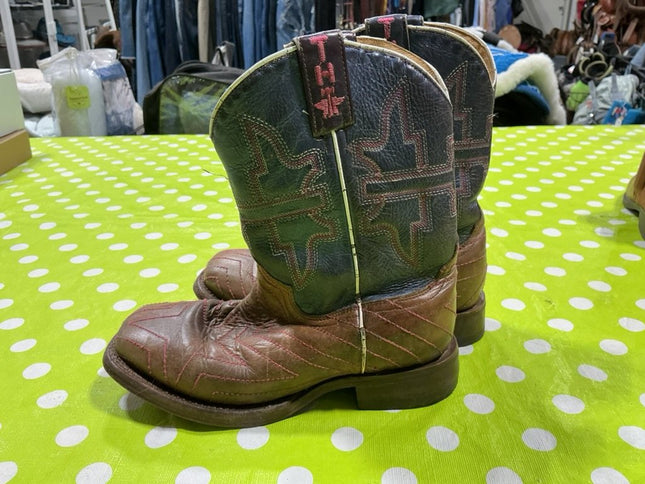 Cowboy Boots Size 3 Tin Haul Brown Leather
