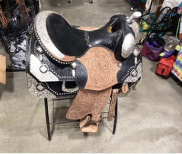 Western Show Saddle Black & Silver 16" G7"