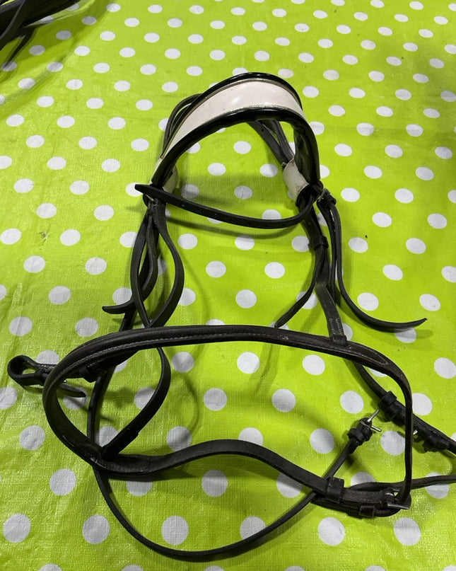 Headstall English Show White Browband