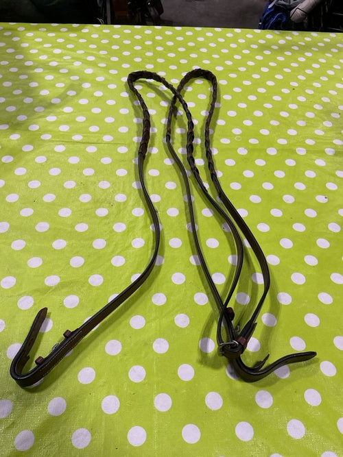 English Reins – Braided Leather, Brown | New without Tags