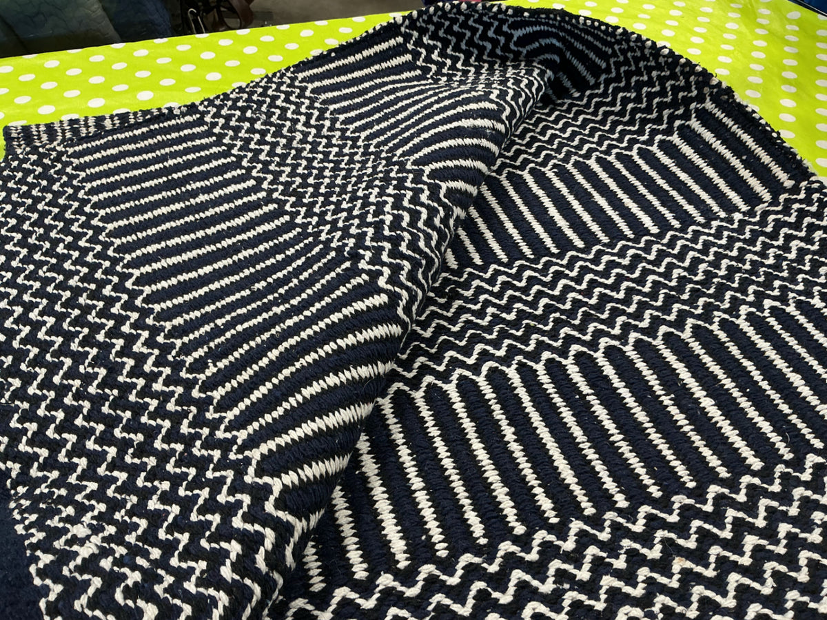 Saddle Blanket Blue/White 64 x 31 Wool