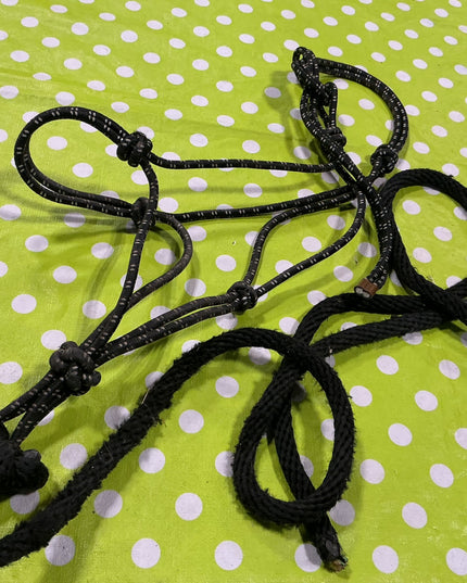 Halter Rope with Lead Black Horse Size
