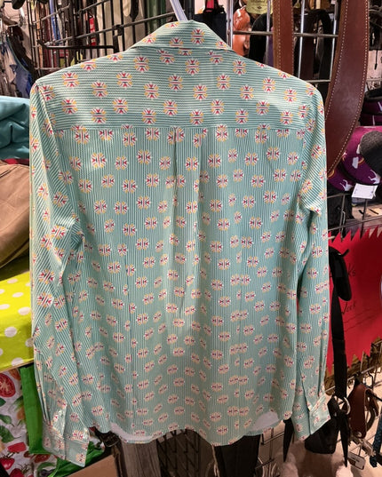 Shirt Cinch Size Small Green Pattern