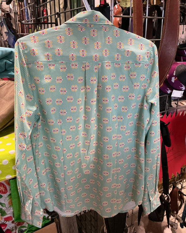 Shirt Cinch Size Small Green Pattern