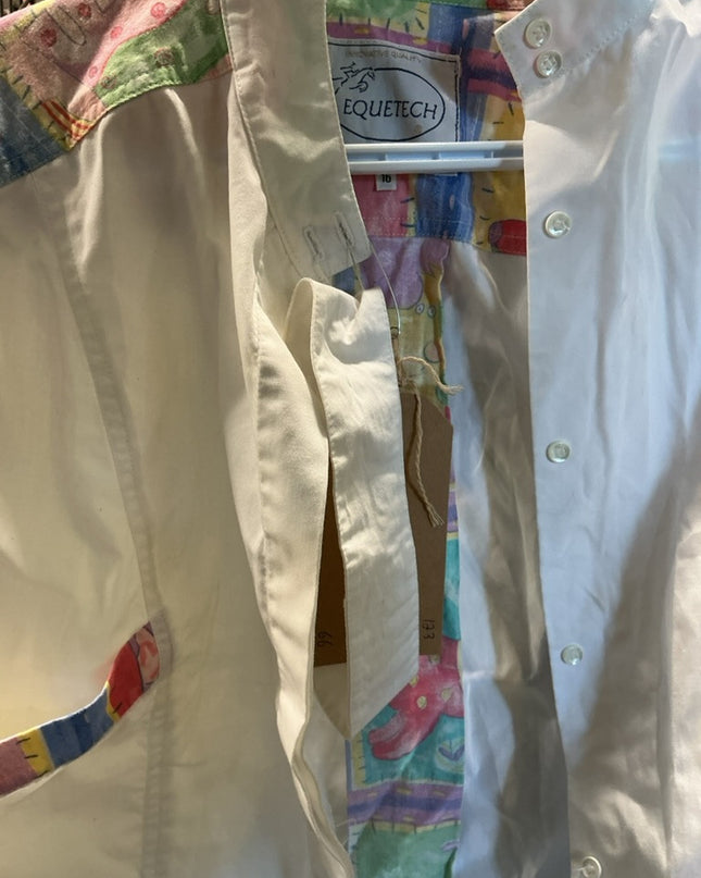 Shirt Size 16 White/Pattern. Stain - See Pic